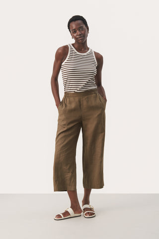 Part Two Petrines Cropped Linen Trousers, Canteen Green