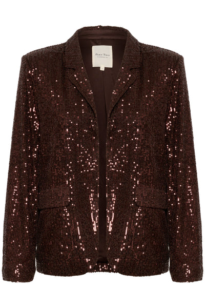 Part Two Darina Sequin Blazer, Chocolate