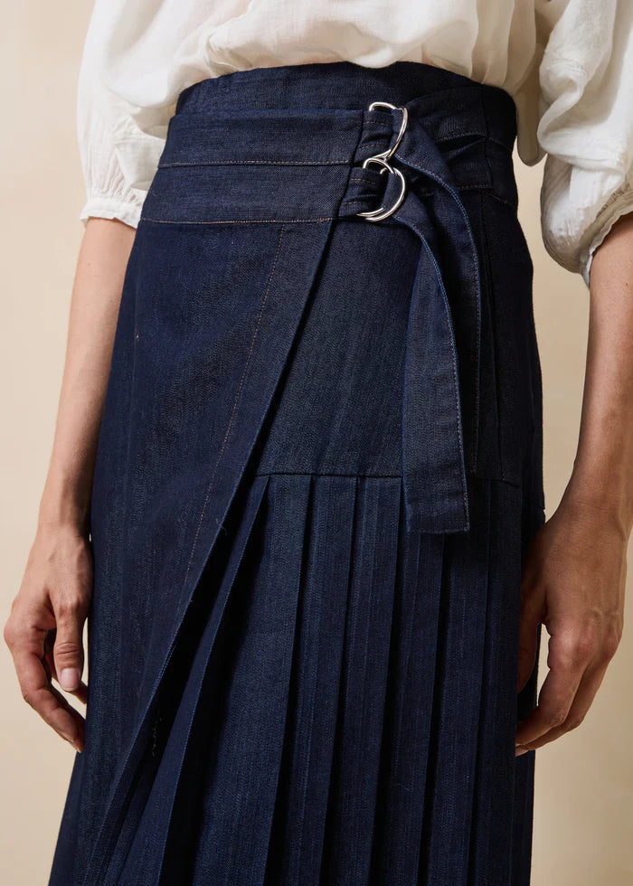 La Fee Maraboutee Galway Denim Skirt, Raw Denim Blue
