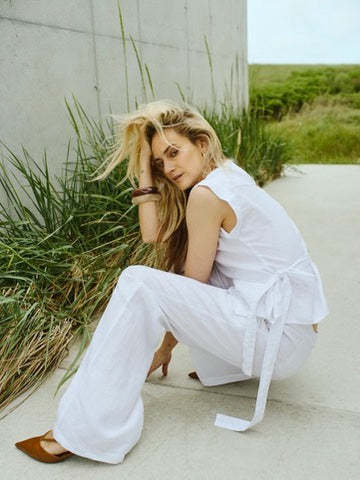 Pieszak Lina Linen Wrap Blouse, White