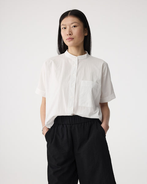 Knit-ted Shorty Cotton Blouse, White