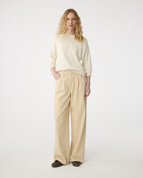 Knit-Ted Valerie Cotton Knit, Ivory - Flax In Bloom