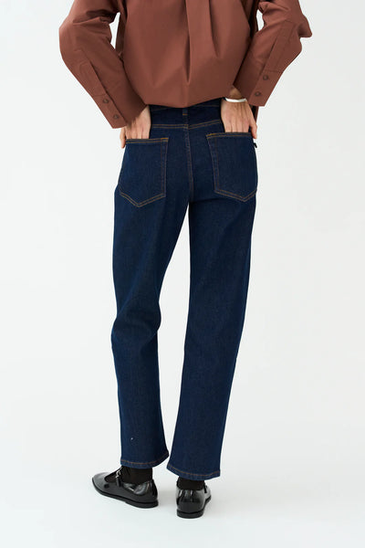 Pieszak Trisha Cropped Jeans, Vienna Wash Denim Blue - Flax In Bloom