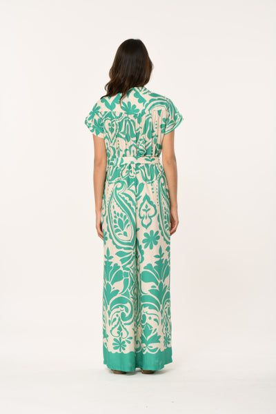 La Fee Finou Jumpsuit, Green and Cream