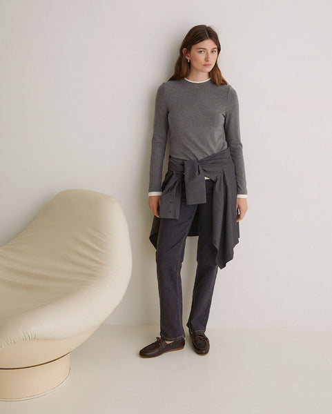Yerse T-Shirt, Grey and cream