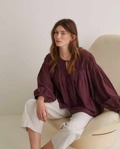 Yerse Fold Effect Aubergine Shirt