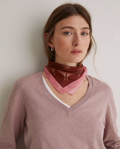 Yerse Silk Scarf, Maroon Print