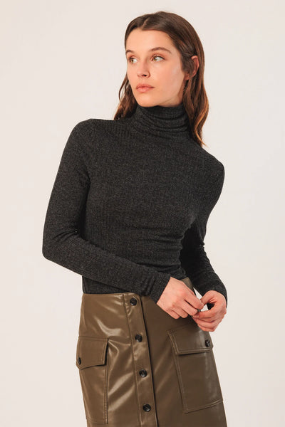 Indi and Cold Ribbed Jersey Polo, Dark Grey