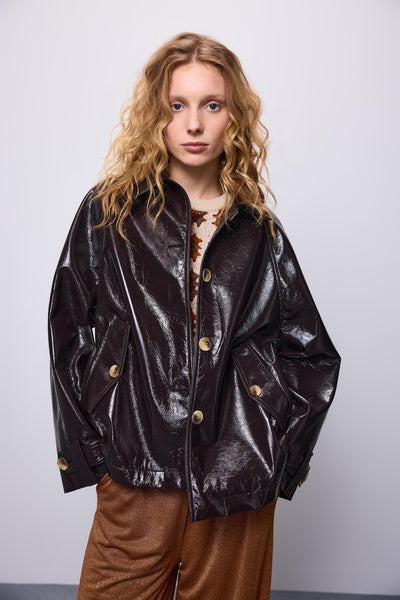 Summum Faux Leather Jacket, Chocolate