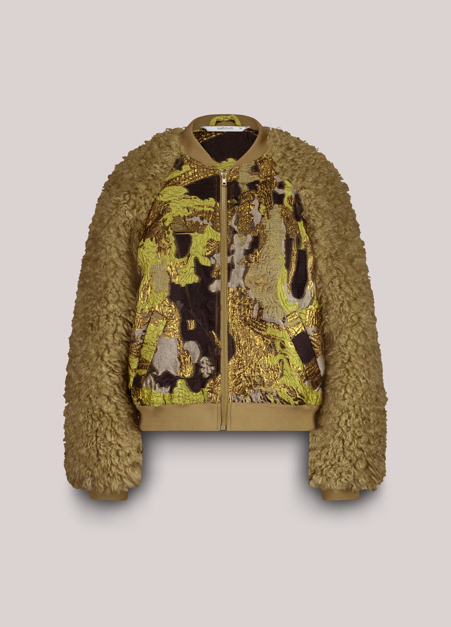 SUMMUM Jacquard Bomber Jacket, Green Lentil