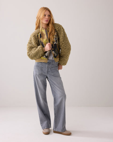 SUMMUM Jacquard Bomber Jacket, Green Lentil
