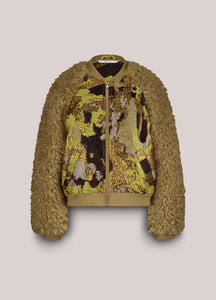 SUMMUM Jacquard Bomber Jacket, Green Lentil