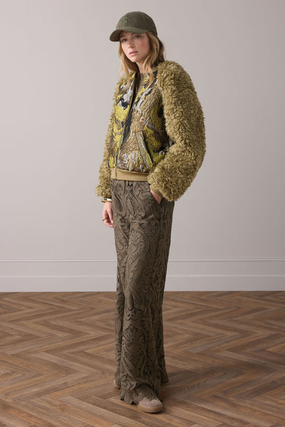 SUMMUM Jacquard Bomber Jacket, Green Lentil
