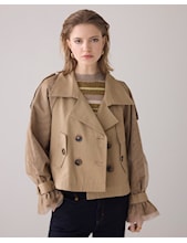 SUMMUM Short Trench Coat, Khaki