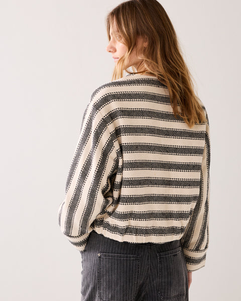 SUMMUM Reversible Striped Jacket, Black Ivory