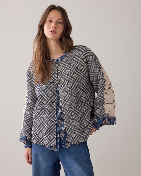 SUMMUM Reversible Jacquard Jacket, Midnight Blue