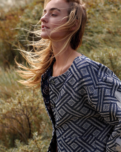 SUMMUM Reversible Jacquard Jacket, Midnight Blue