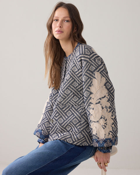 SUMMUM Reversible Jacquard Jacket, Midnight Blue