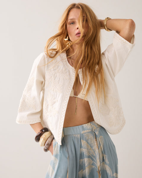 SUMMUM Embroidered Jacket, Ivory