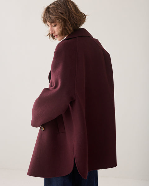 SUMMUM Classic Wool Coat, Dark  Burgundy