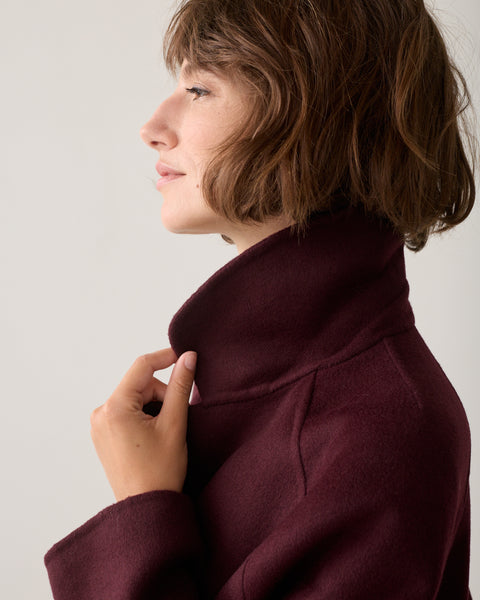 SUMMUM Classic Wool Coat, Dark  Burgundy