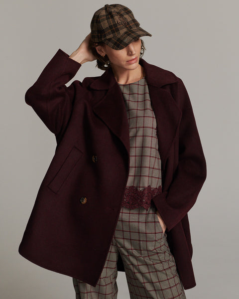 SUMMUM Classic Wool Coat, Dark  Burgundy