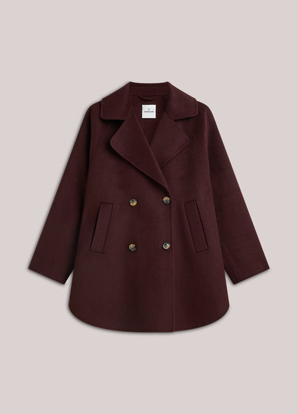 SUMMUM Classic Wool Coat, Dark  Burgundy