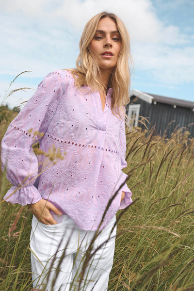 Costa Mani Heliconia Blouse, Purple - Flax In Bloom