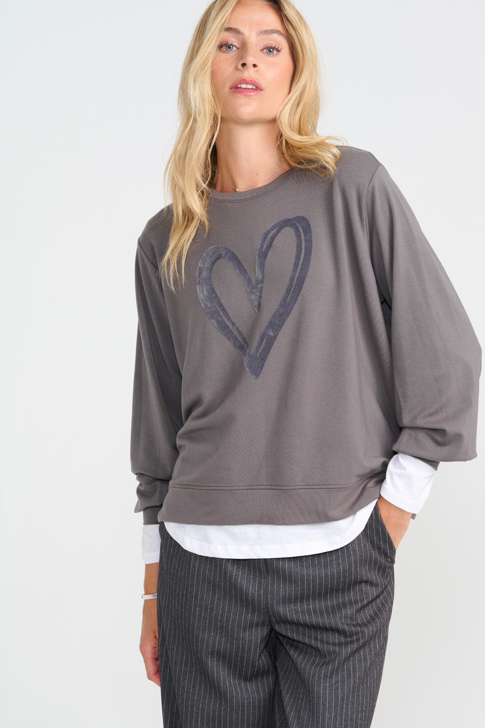 Costa Mani Heart Sweatshirt, Dark Grey
