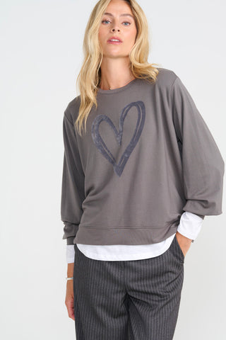 Costa Mani Heart Sweatshirt, Dark Grey