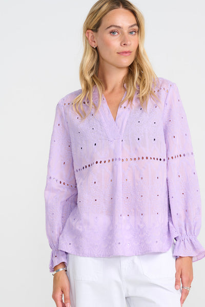 Costa Mani Heliconia Blouse, Purple - Flax In Bloom