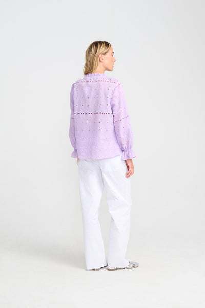 Costa Mani Heliconia Blouse, Purple - Flax In Bloom
