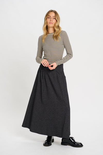 Costa Mani Clematis T-shirt, Black and Sand Stripe