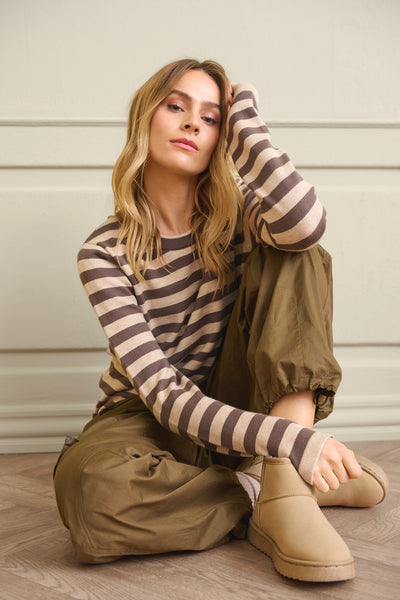 Costa Mani Allie Pullover, Chocolate Stripe