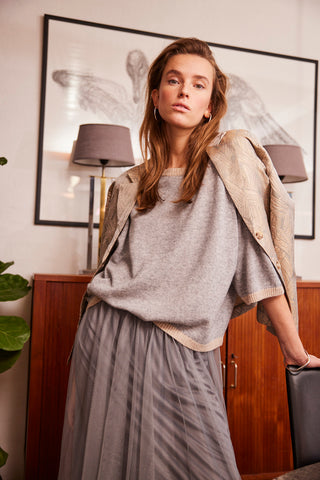 Costa Mani Kash Cashmere Pullover, Grey and Sand