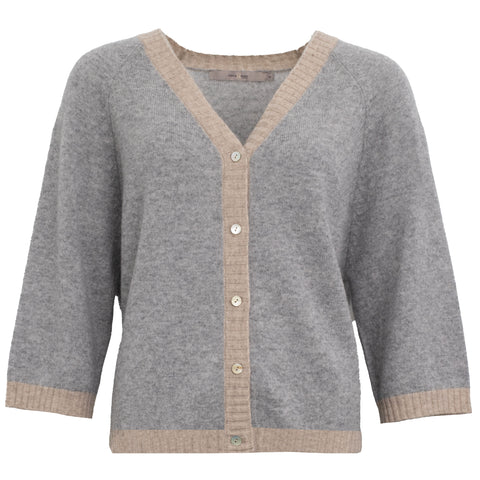 CostaMani Kash Cashmere Cardigan, Grey and Sand