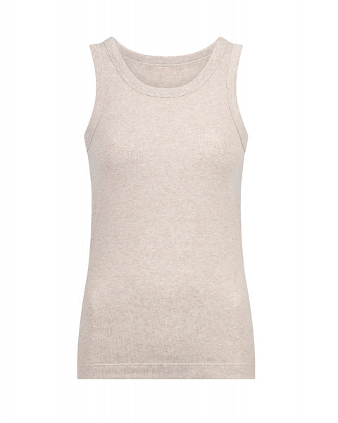 Knit-Ted Ella Ribbed Vest Top, Sand