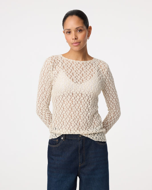 Knit-ted Lacey Top, Cream