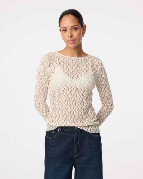 Knit-ted Lacey Top, Cream