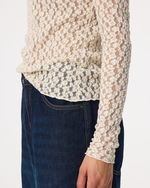 Knit-ted Lacey Top, Cream