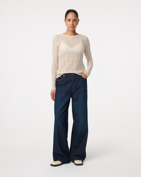 Knit-ted Lacey Top, Cream