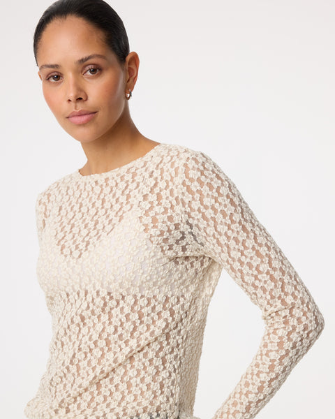 Knit-ted Lacey Top, Cream