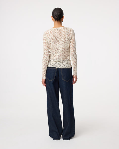 Knit-ted Lacey Top, Cream