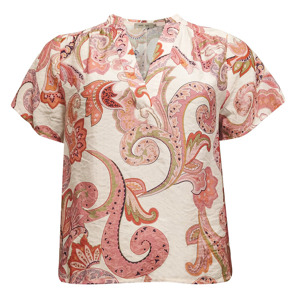 Costa Mani Daffodil Blouse, Pink Flower