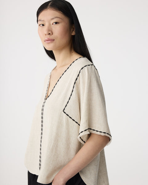 Knit-Ted Noor Linen Blend Blouse, Natural