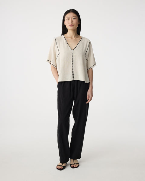 Knit-Ted Noor Linen Blend Blouse, Natural