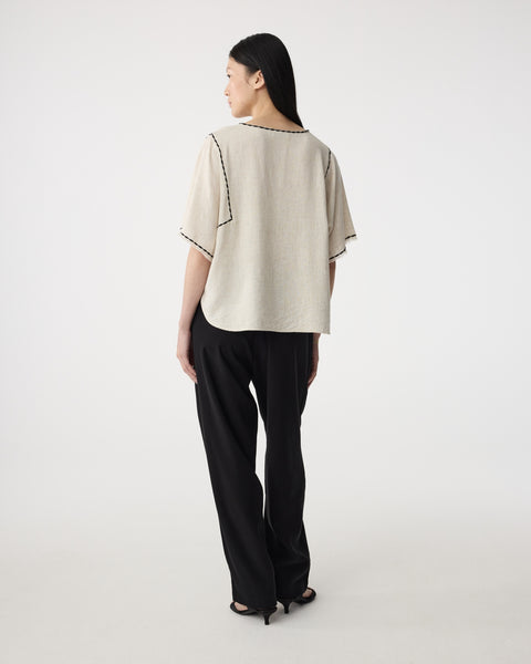 Knit-Ted Noor Linen Blend Blouse, Natural