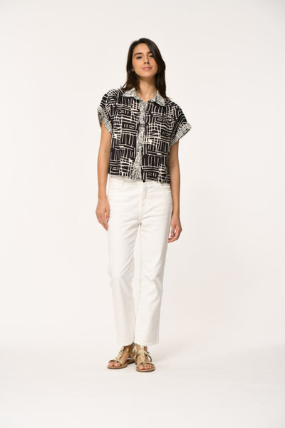 La Fee Maraboutee Felice Blouse, Black and Cream