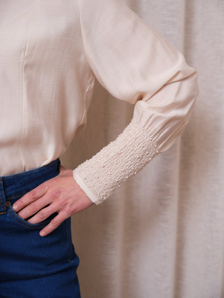 Pieszak Viola Beaded Shirt, Oyster White