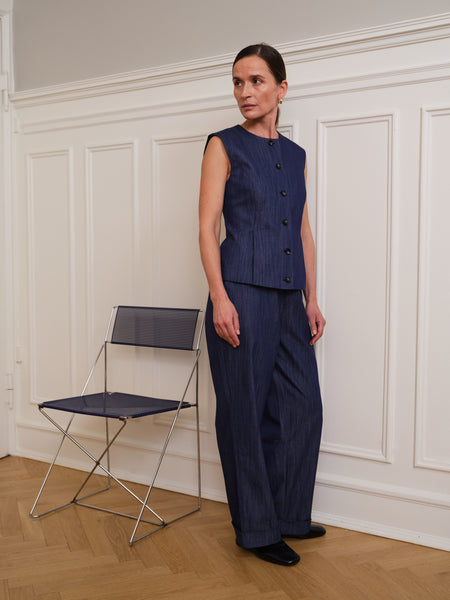 Pieszak Aika Peplum Top, Solaris Rinse Denim Wash